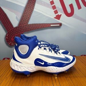 Nike Alpha Huarache Elite 4 Mid White Blue Metal Baseball Cleats Mens Size 8.5